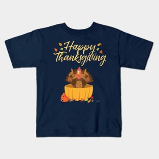 Happy Thanksgiving Funny Turkey Kids T-Shirt